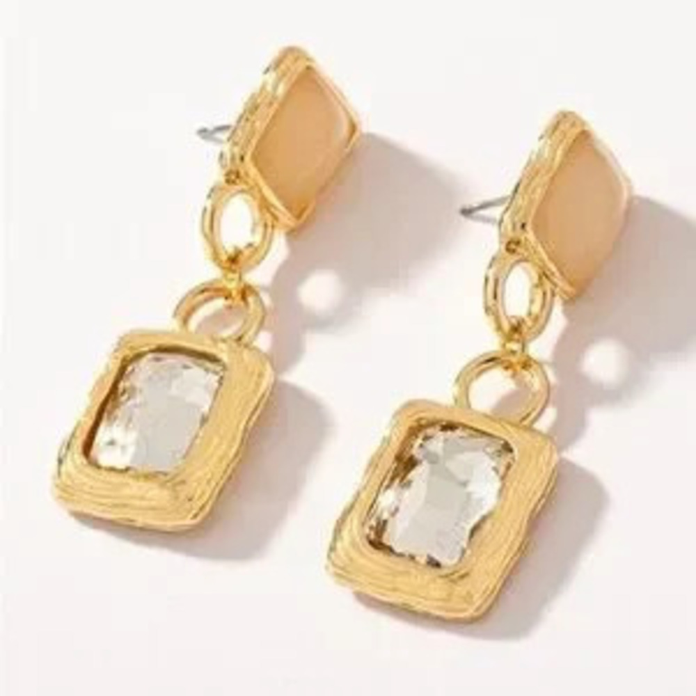 Rectangular Bead Drop Earrings (7110)